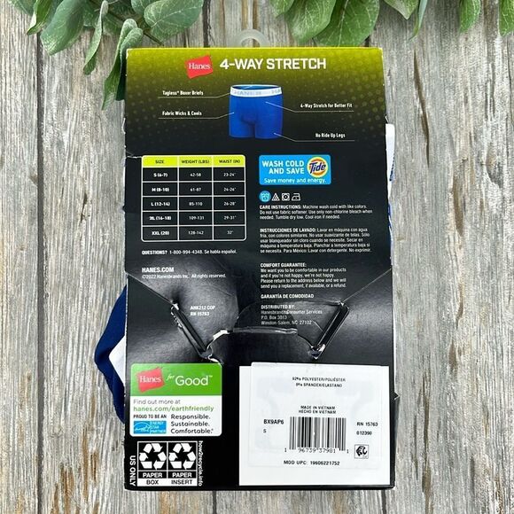 Boys' Hanes X-Temp Stretch Active Underwear Boxer Briefs 6-Pack Size XL - Picture 2 of 5